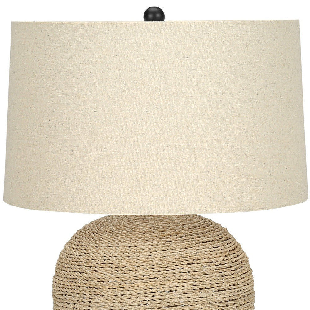 Beige Rattan Table Lamp w/ Shade