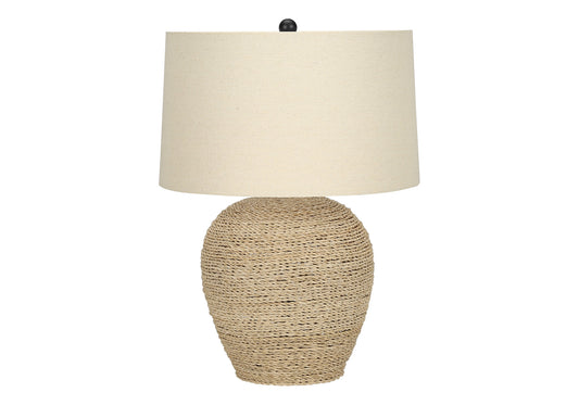 Beige Rattan Table Lamp w/ Shade