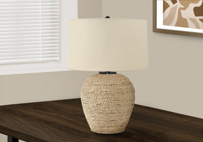 Beige Rattan Table Lamp w/ Shade