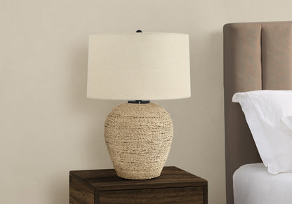 Beige Rattan Table Lamp w/ Shade