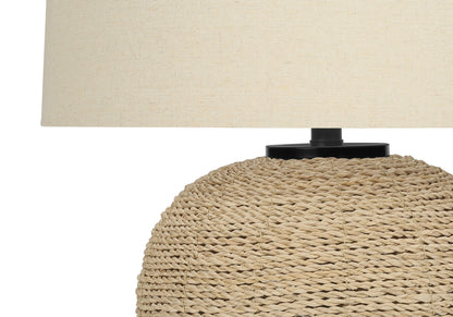 Beige Rattan Table Lamp w/ Shade