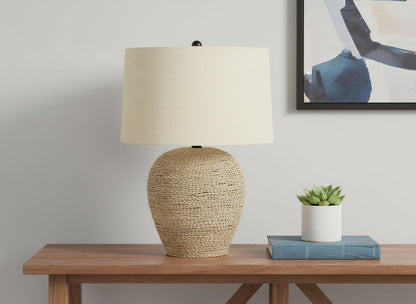 Beige Rattan Table Lamp w/ Shade