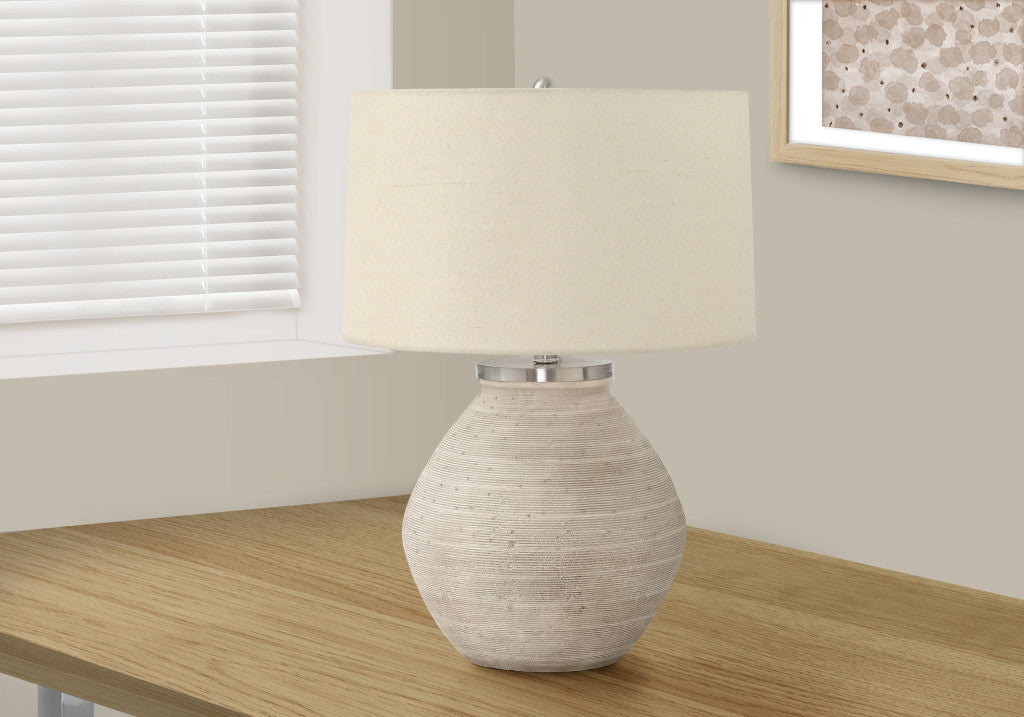 Cream Concrete Table Lamp w/ Shade