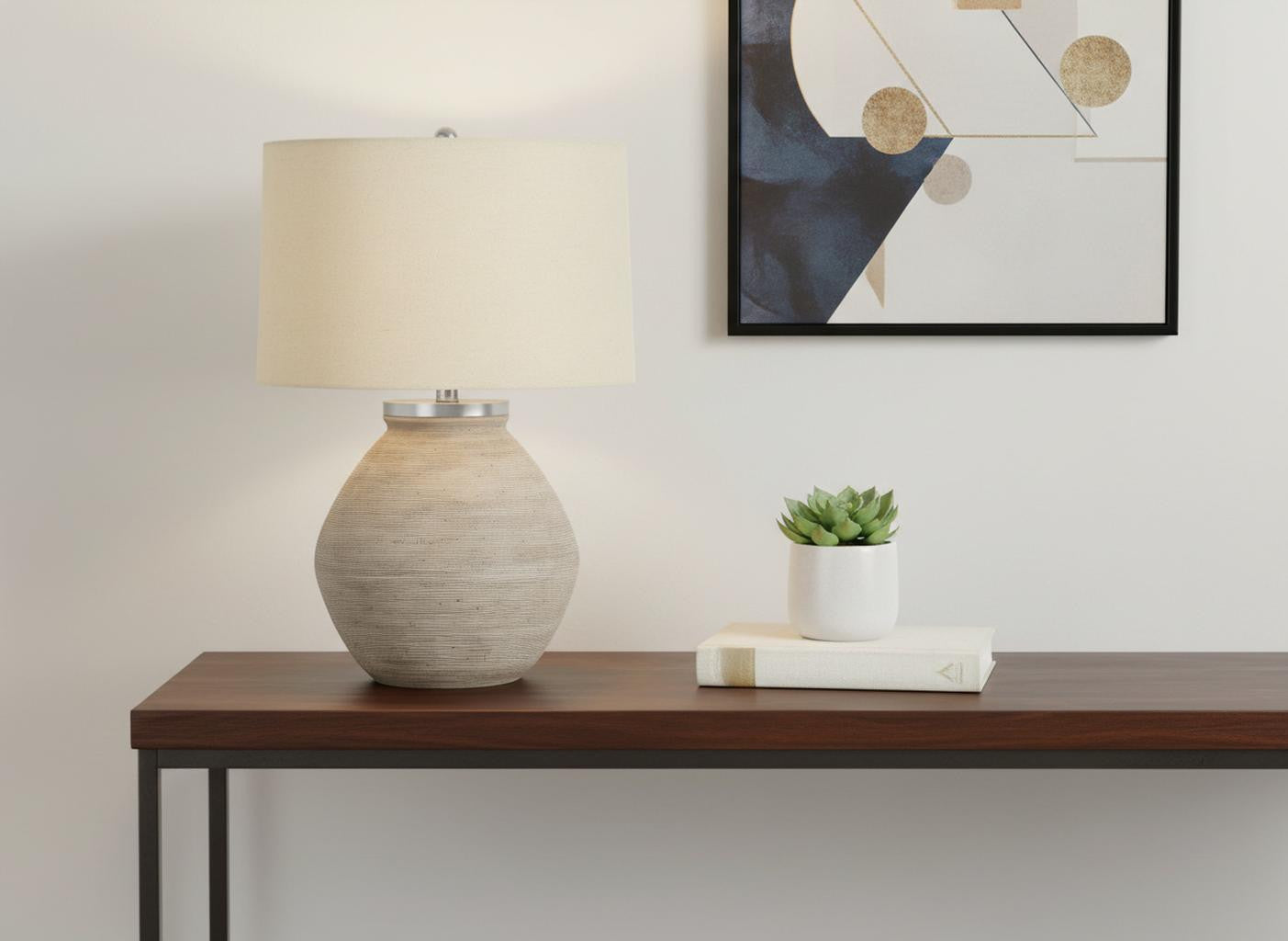 Cream Concrete Table Lamp w/ Shade