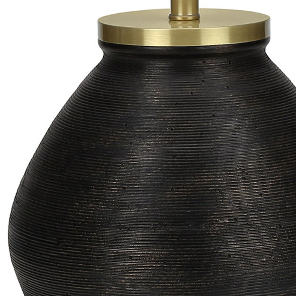 Black & Gold Concrete Table Lamp w/ Shade