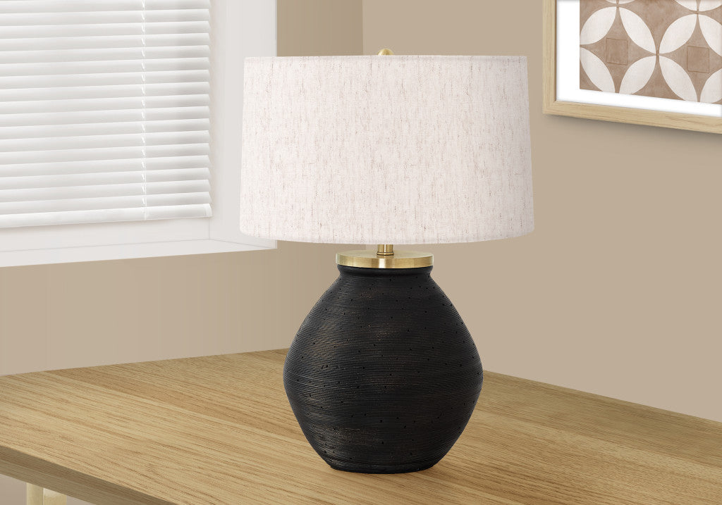 Black & Gold Concrete Table Lamp w/ Shade