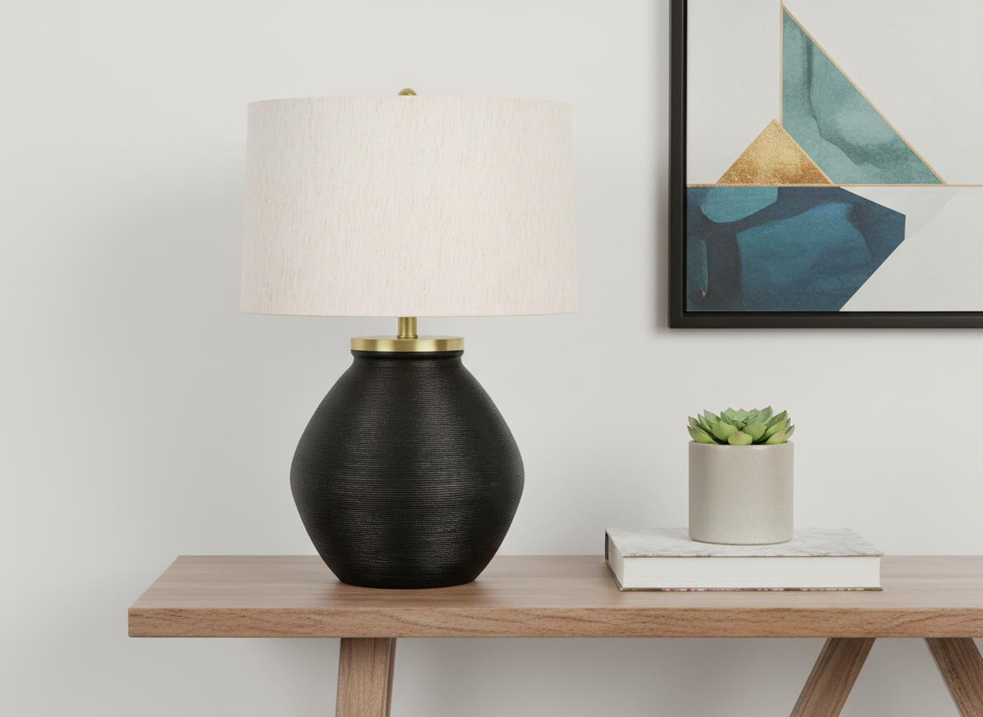 Black & Gold Concrete Table Lamp w/ Shade