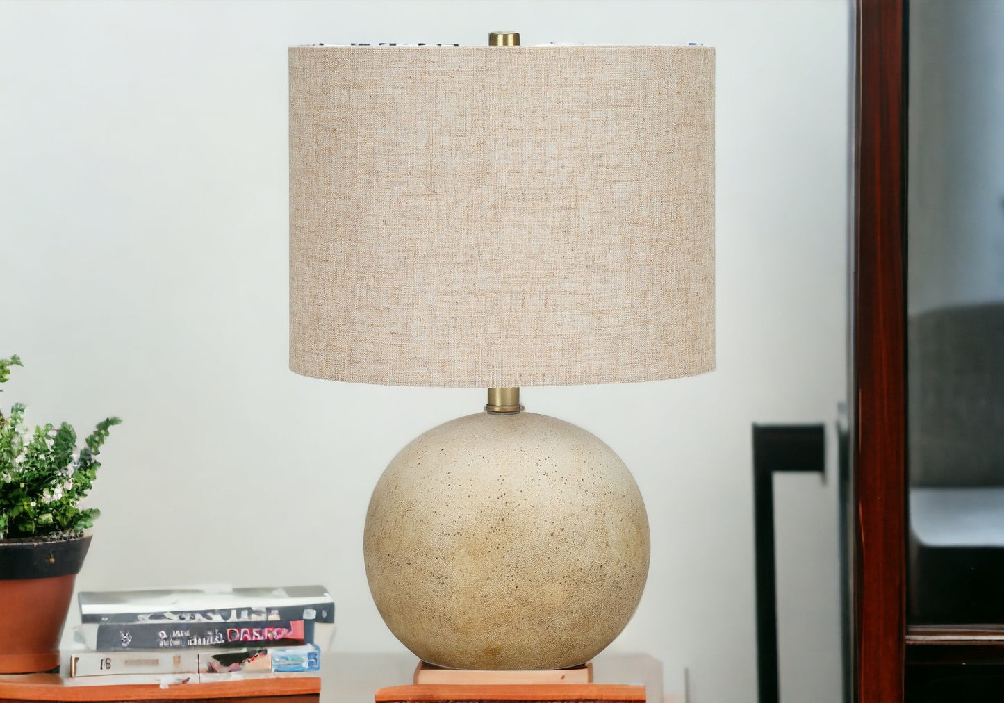 Beige Concrete Table Lamp w/ Shade