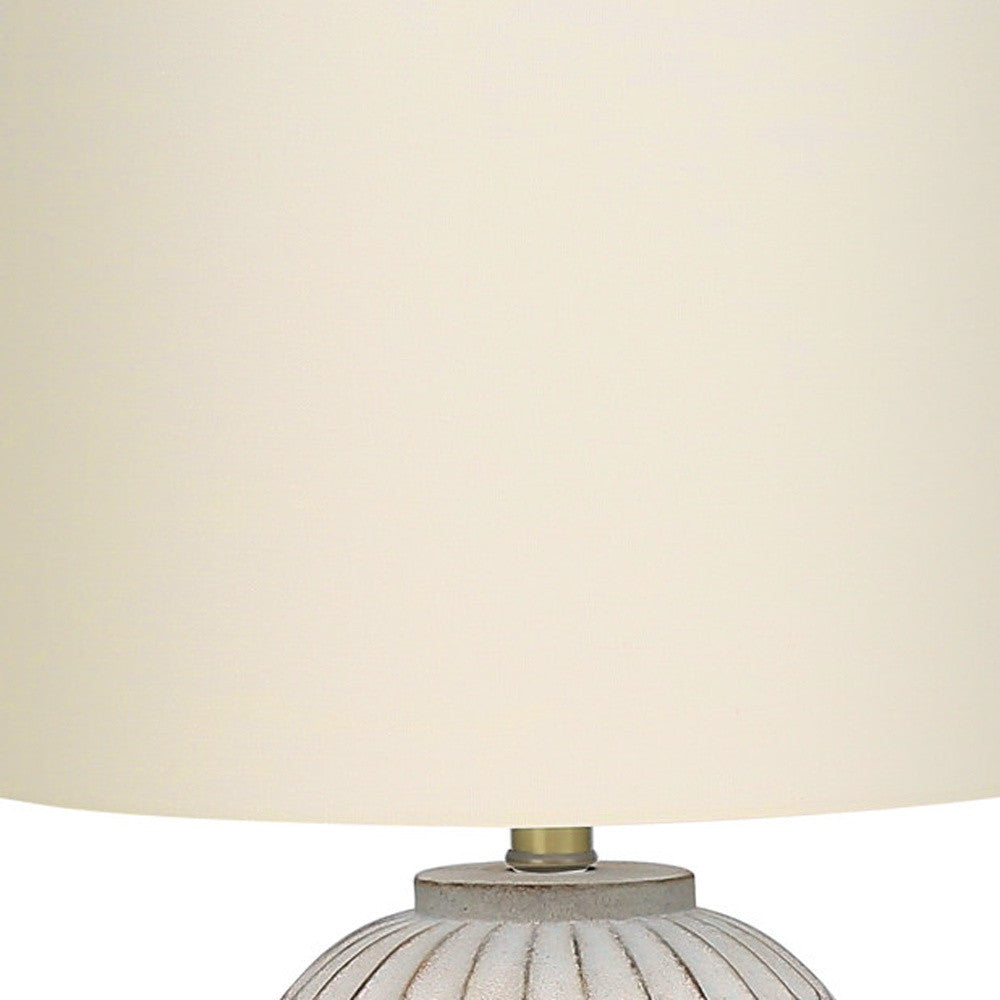 Cream Geometric Table Lamp w/ Shade