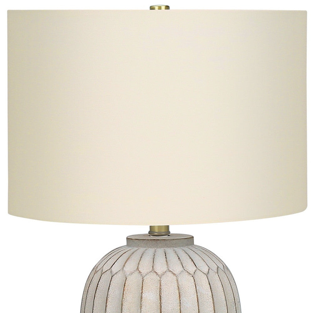 Cream Geometric Table Lamp w/ Shade