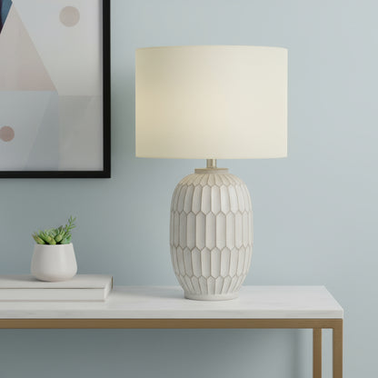 Cream Geometric Table Lamp w/ Shade