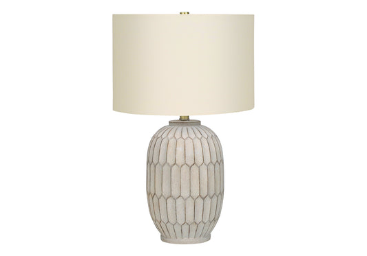 Cream Geometric Table Lamp w/ Shade