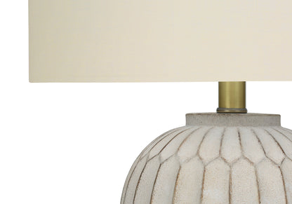 Cream Geometric Table Lamp w/ Shade