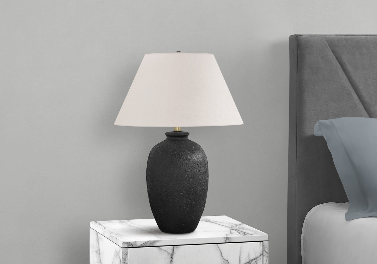 Black Table Lamp w/ Ivory Shade
