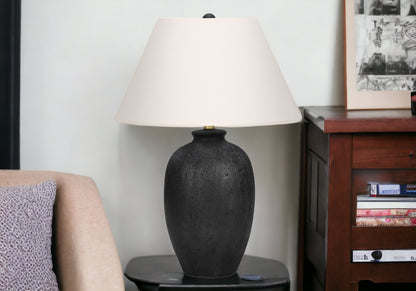 Black Table Lamp w/ Ivory Shade