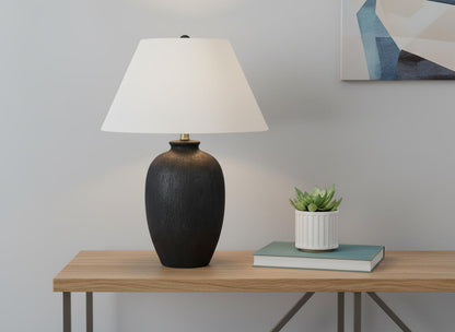 Black Table Lamp w/ Ivory Shade