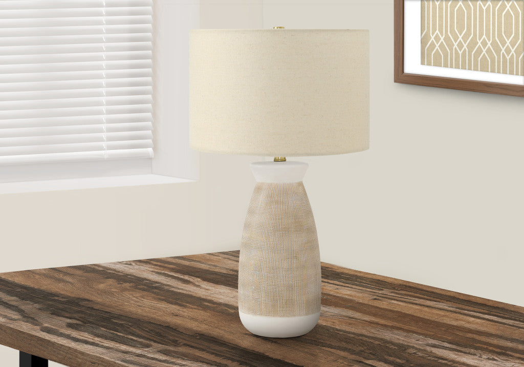Brown & White Table Lamp w/ Shade