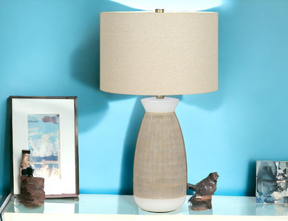 Brown & White Table Lamp w/ Shade