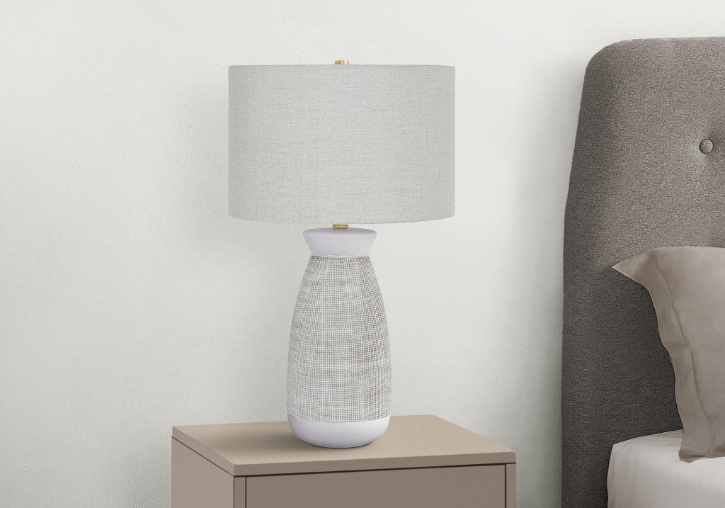 Gray & White Table Lamp w/ Shade