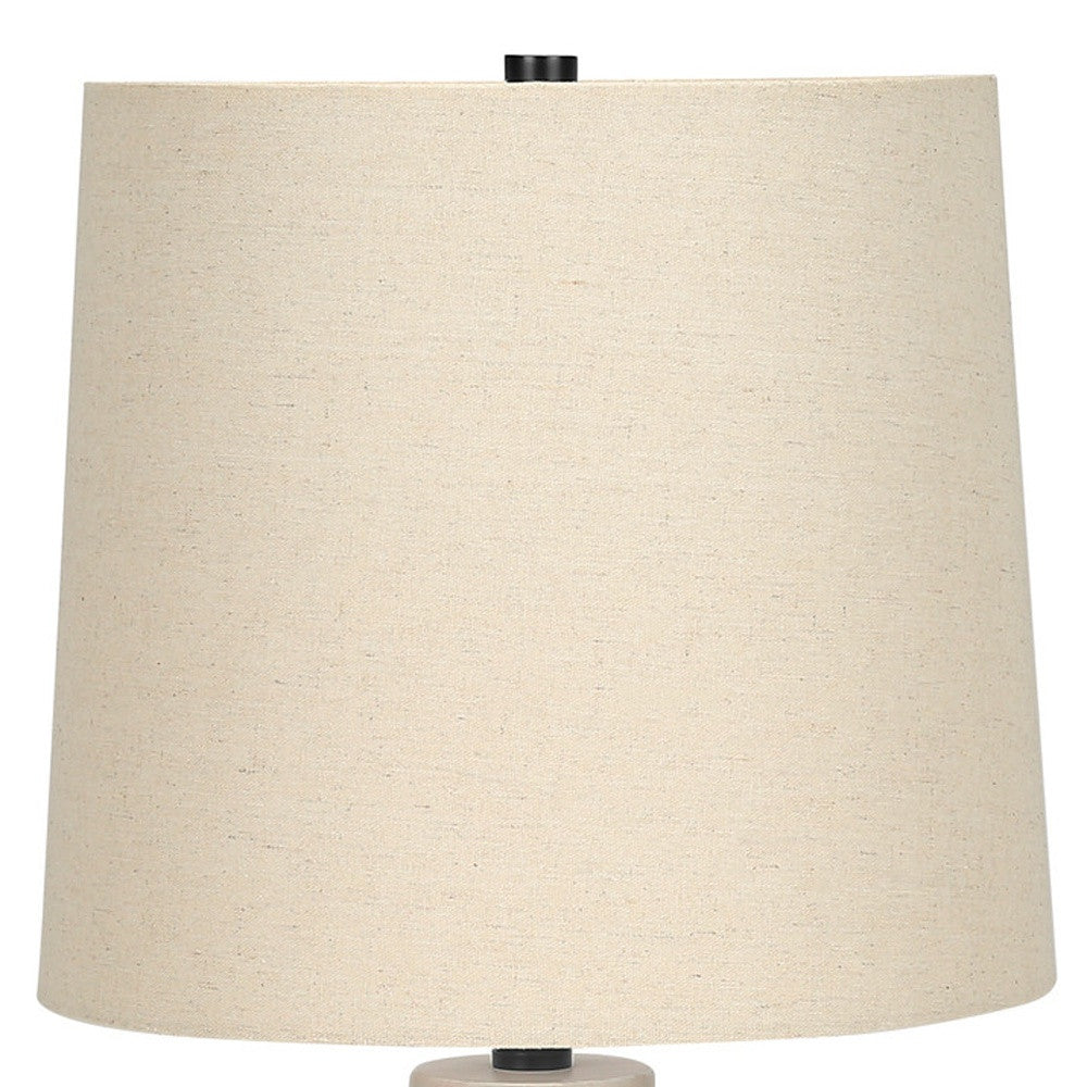 Cream Geometric Table Lamp w/ Shade