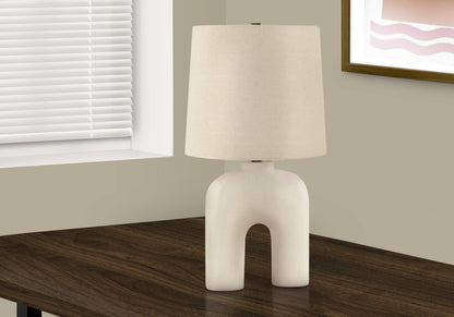 Cream Geometric Table Lamp w/ Shade