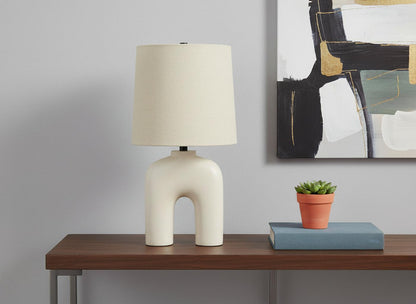 Cream Geometric Table Lamp w/ Shade