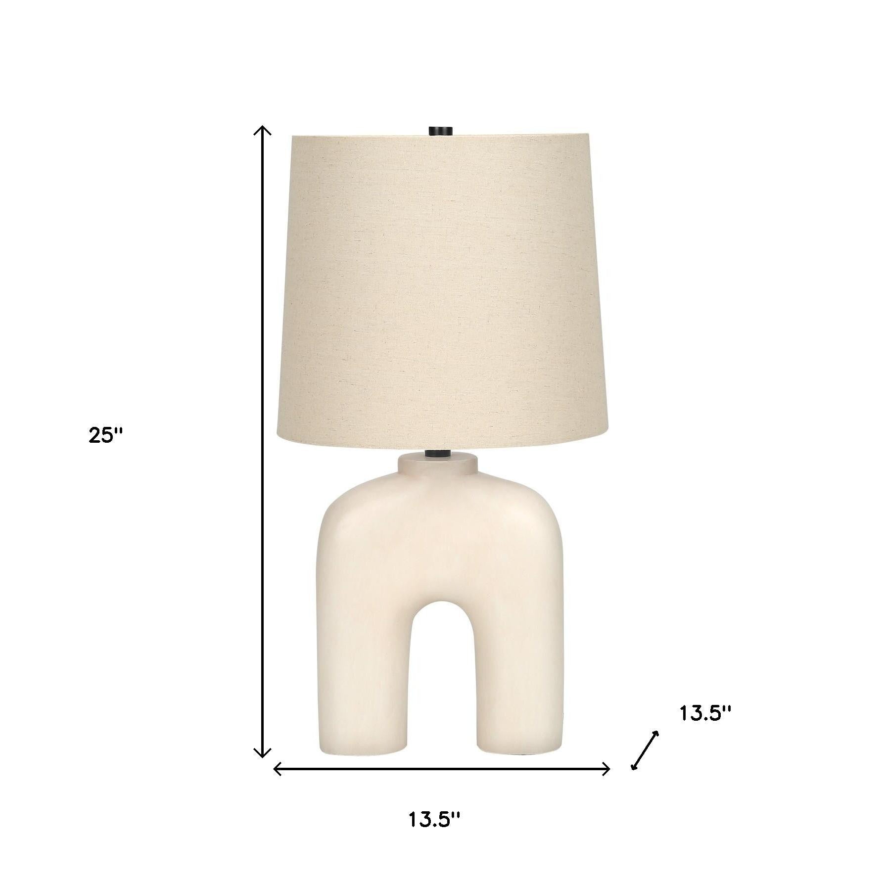 Cream Geometric Table Lamp w/ Shade