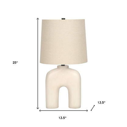 Cream Geometric Table Lamp w/ Shade