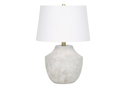 Cream Concrete Urn Table Lamp w/ Shade