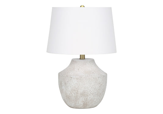 Cream Concrete Urn Table Lamp w/ Shade