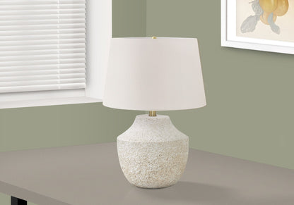 Cream Concrete Urn Table Lamp w/ Shade
