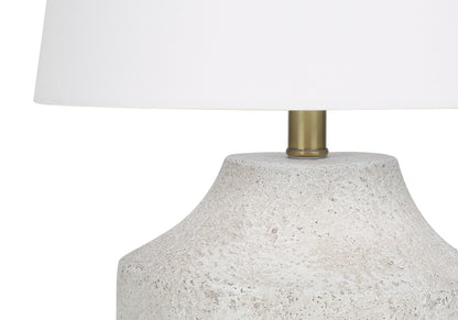 Cream Concrete Urn Table Lamp w/ Shade