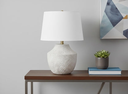 Cream Concrete Urn Table Lamp w/ Shade