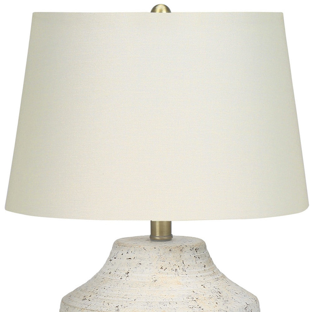 Cream Concrete Urn Table Lamp w/ Shade