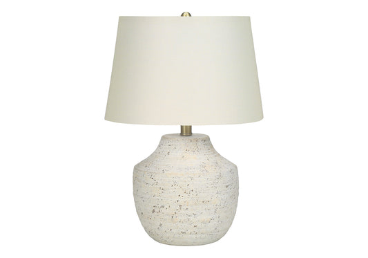 Cream Concrete Urn Table Lamp w/ Shade