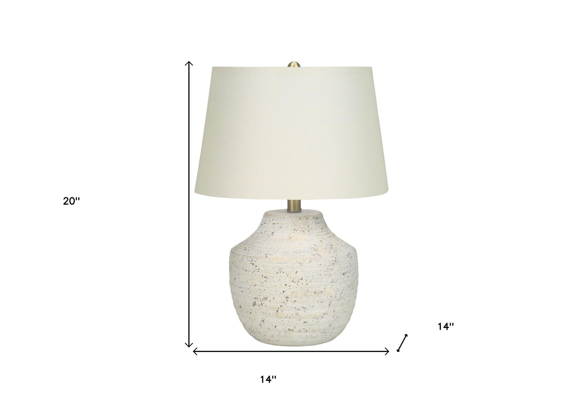 Cream Concrete Urn Table Lamp w/ Shade