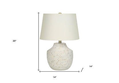 Cream Concrete Urn Table Lamp w/ Shade