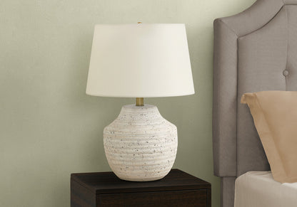 Cream Concrete Urn Table Lamp w/ Shade