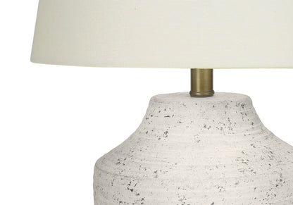 Cream Concrete Urn Table Lamp w/ Shade