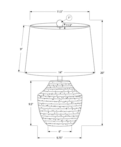 Cream Concrete Urn Table Lamp w/ Shade