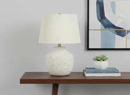 Cream Concrete Urn Table Lamp w/ Shade