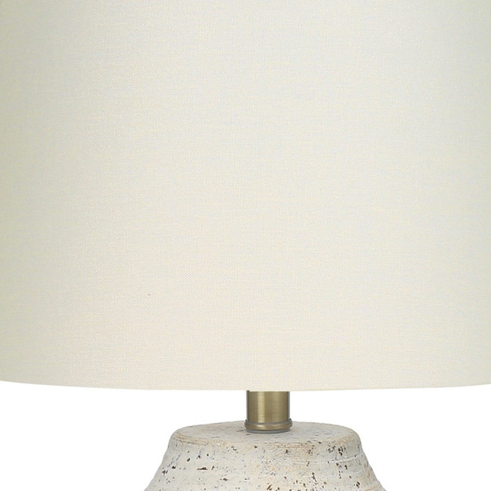 Cream Concrete Urn Table Lamp w/ Shade
