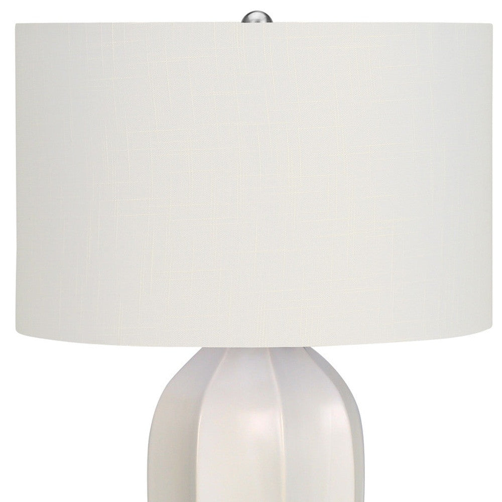 Cream Geometric Table Lamp w/ Shade