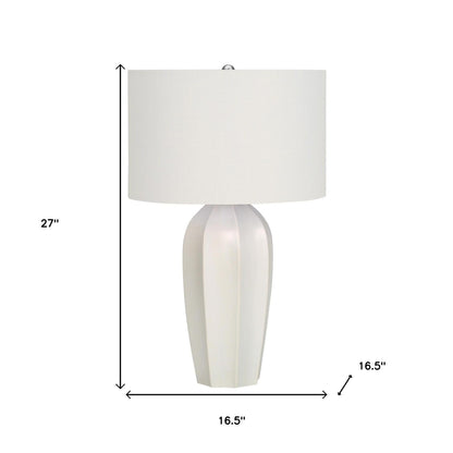 Cream Geometric Table Lamp w/ Shade