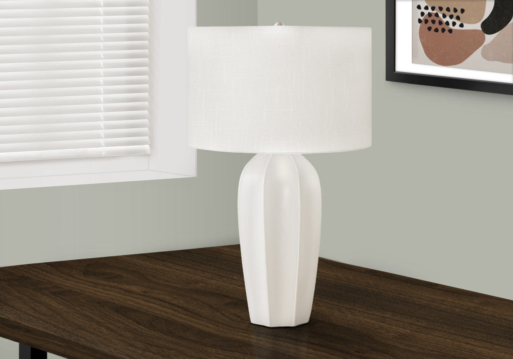 Cream Geometric Table Lamp w/ Shade