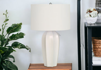 Cream Geometric Table Lamp w/ Shade