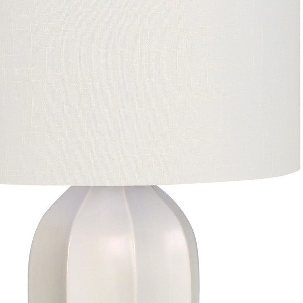 Cream Geometric Table Lamp w/ Shade