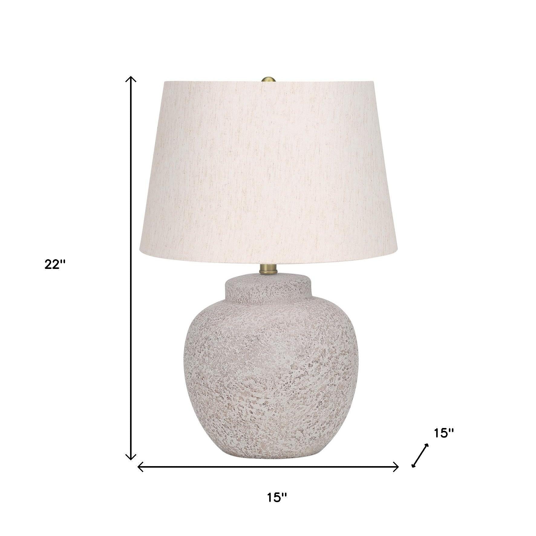 Cream Concrete Urn Table Lamp w/ Shade