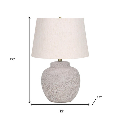 Cream Concrete Urn Table Lamp w/ Shade