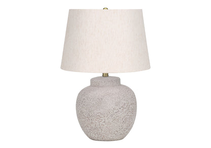 Cream Concrete Urn Table Lamp w/ Shade